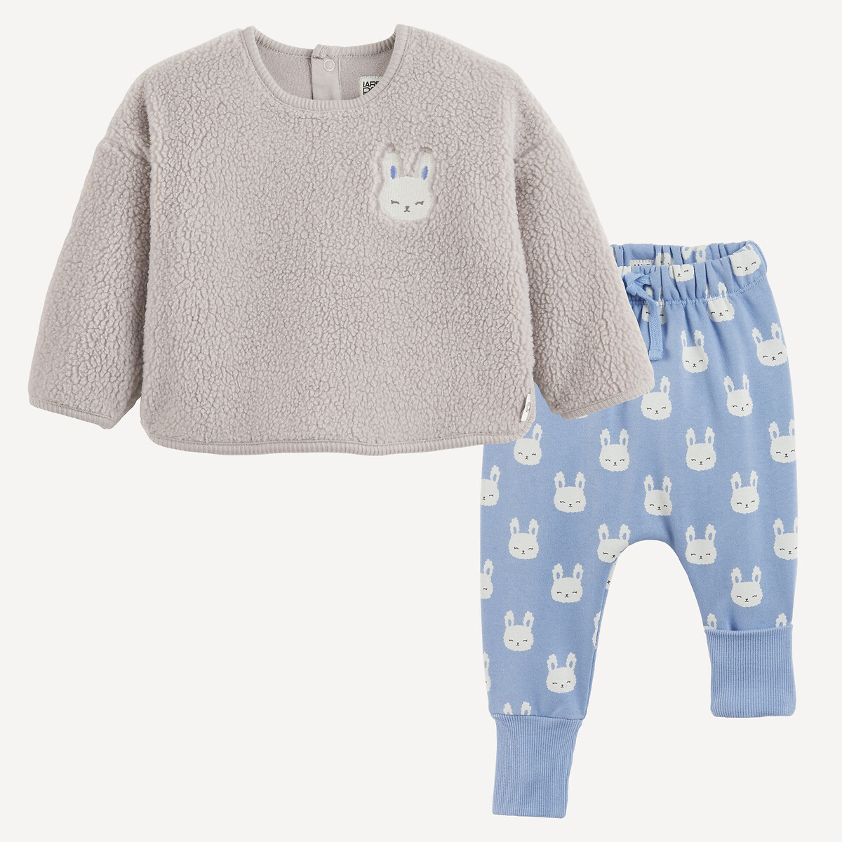 Ensemble 2 pièces, sweat en sherpa et sarouel en molleton gris/bleu, LA REDOUTE COLLECTIONS