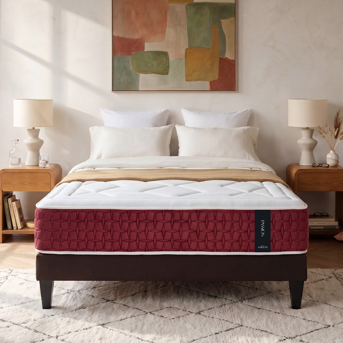 Matelas Ressorts ensachés PASSION - 30 cm d'épaisseur - Accueil moelleux, soutien ferme blanc, MAISON AUBERTIN