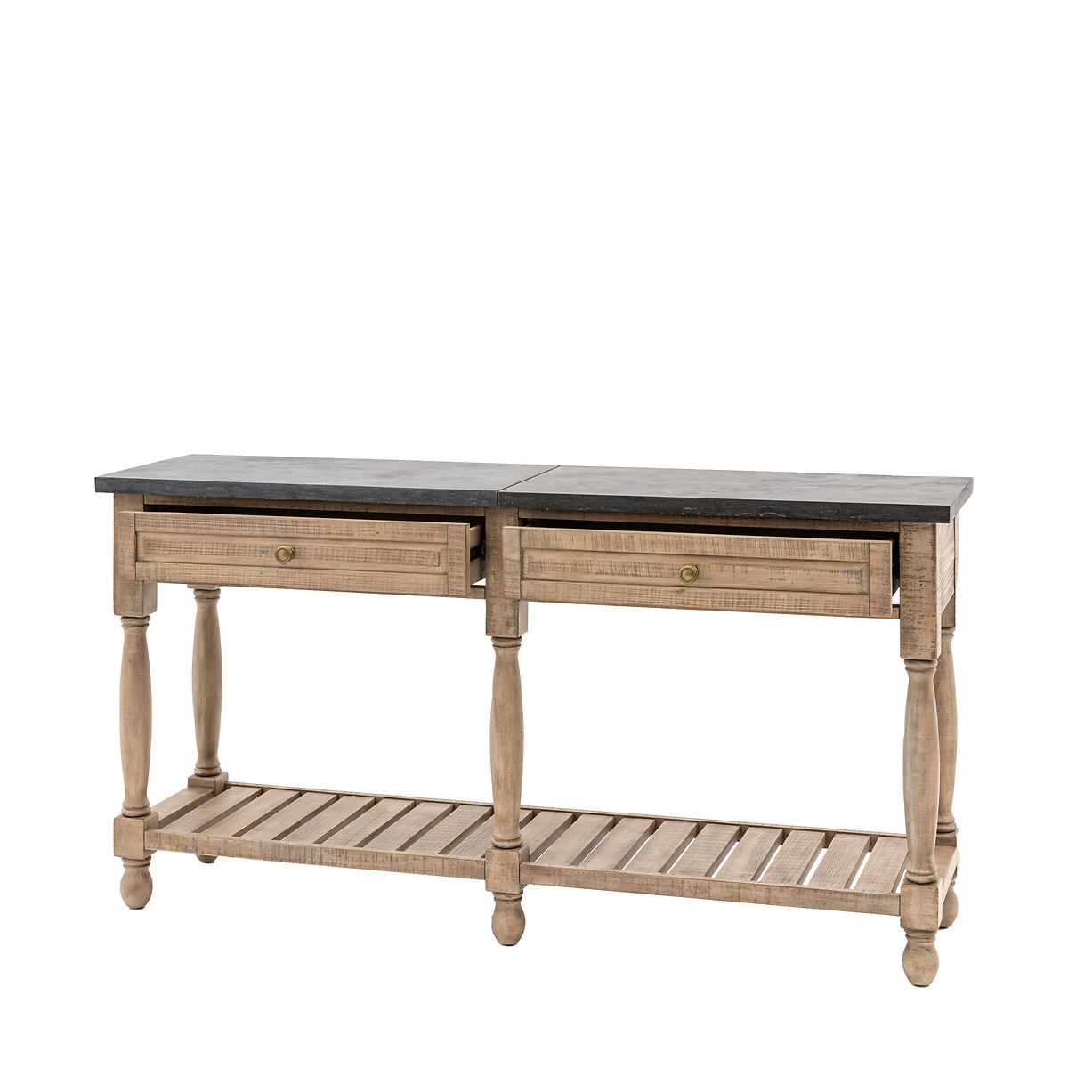 Vinton Marble and American Pine 2 Drawer Console Table natural, ÉDITÉ