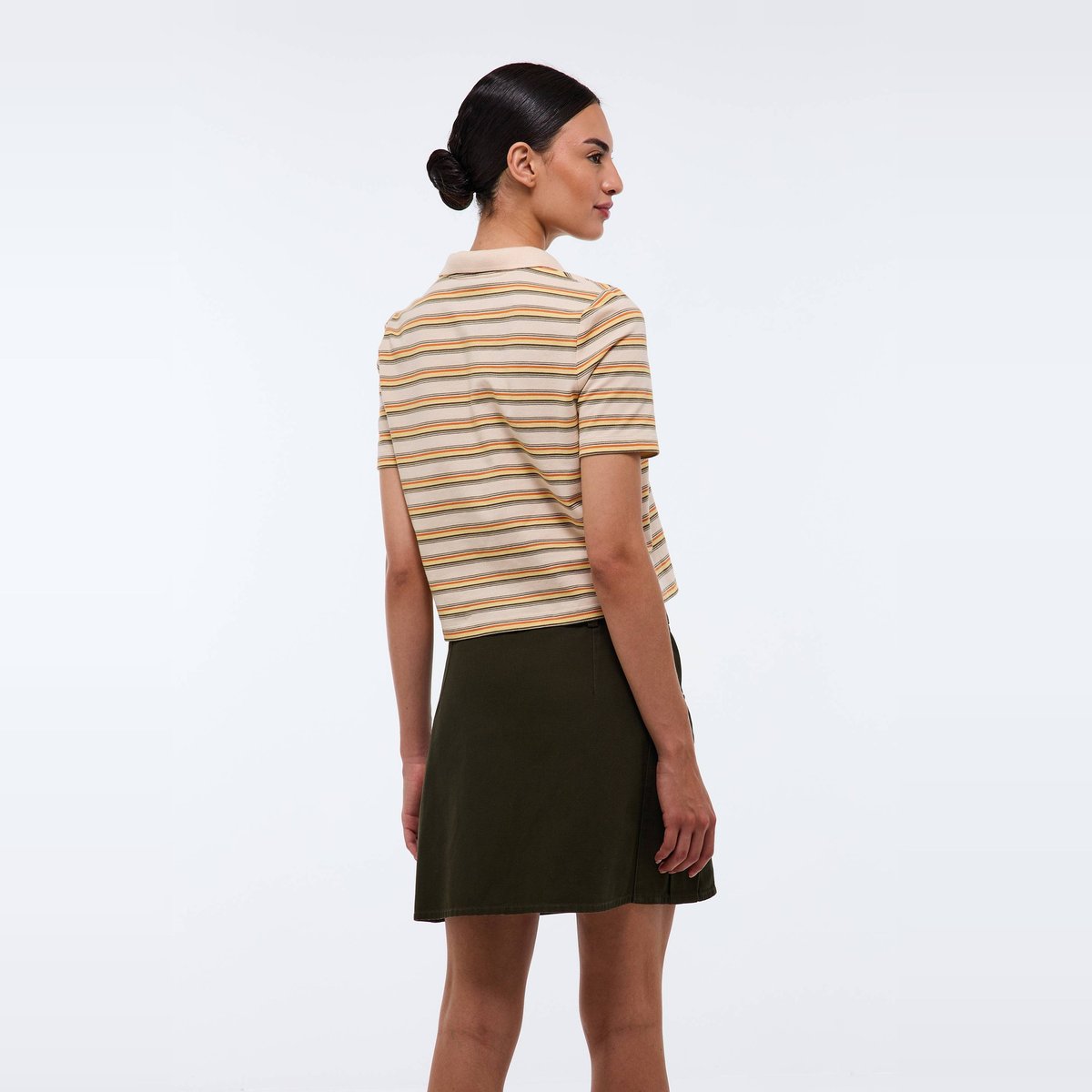 Jupe courte en coton militaire, MONOPRIX