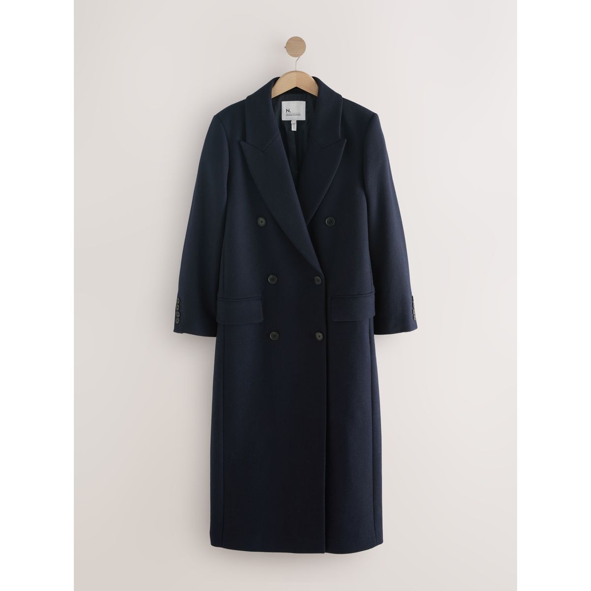 Manteau long en laine mélangée n. premium bleu marine, NEXT