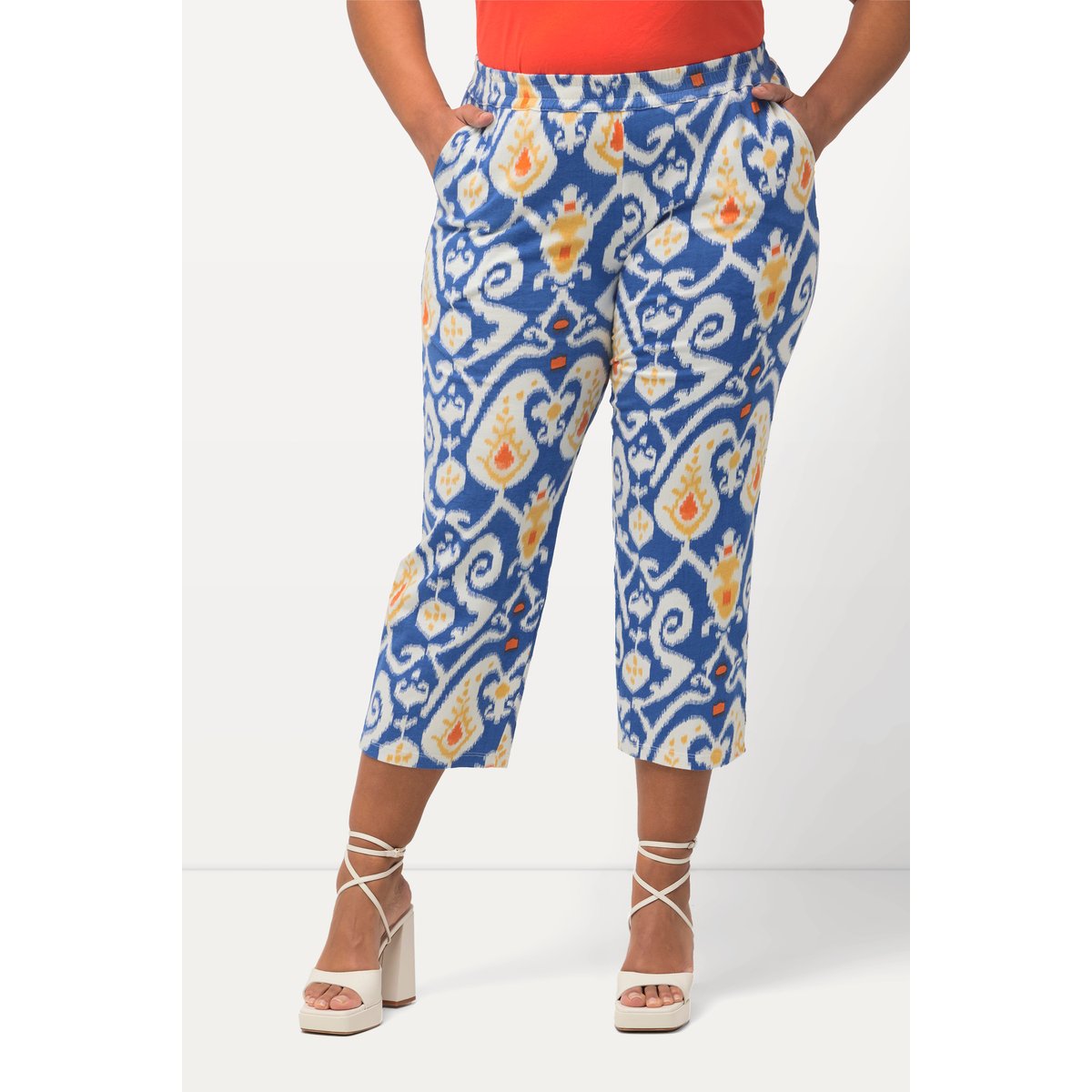 Pantalon 7/8 en jersey à jambe large bleu jean, ULLA POPKEN