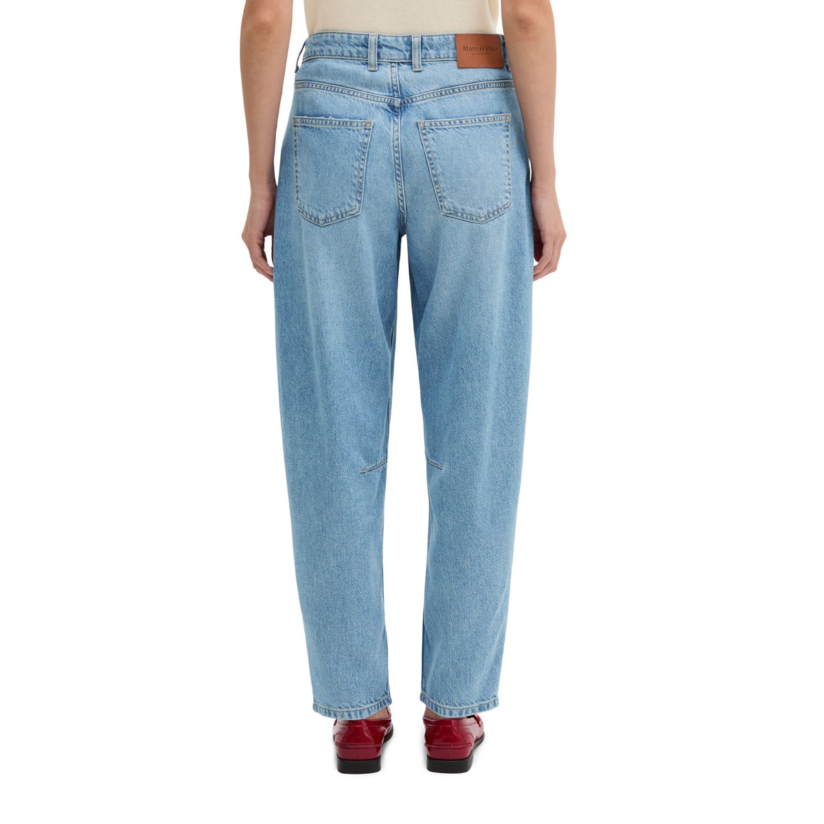 Jeans modèle Lara, coupe barrel et longueur raccourcie en mélange de lyocell et de coton bio bleu, MARC O'POLO