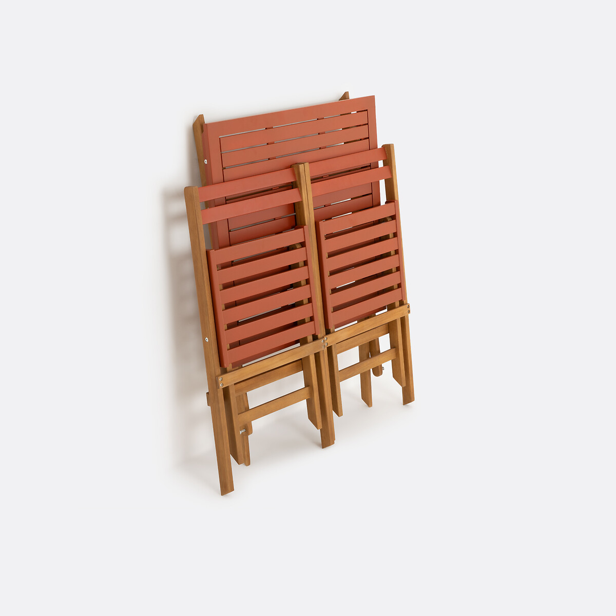 Inklapbare tuinset, acacia, 2-zits, vierkante tafel en 2 stoelen, DUDENA terracotta, LA REDOUTE INTERIEURS