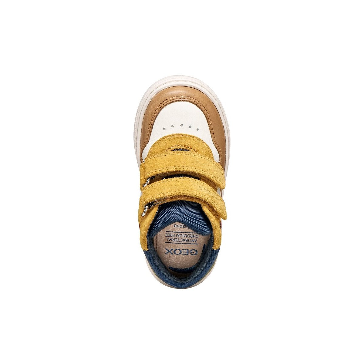 Baskets à scratchs, NASHIK blanc/cognac, GEOX