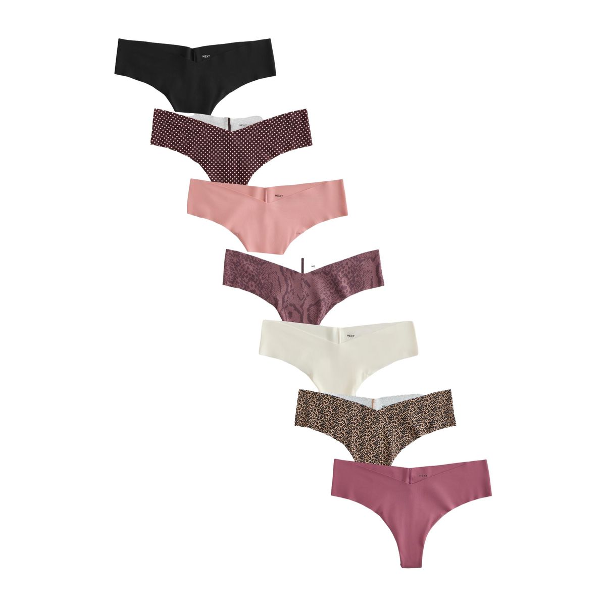 Culotte invisible confortable, lot de 7 noir/imprimé animal, NEXT