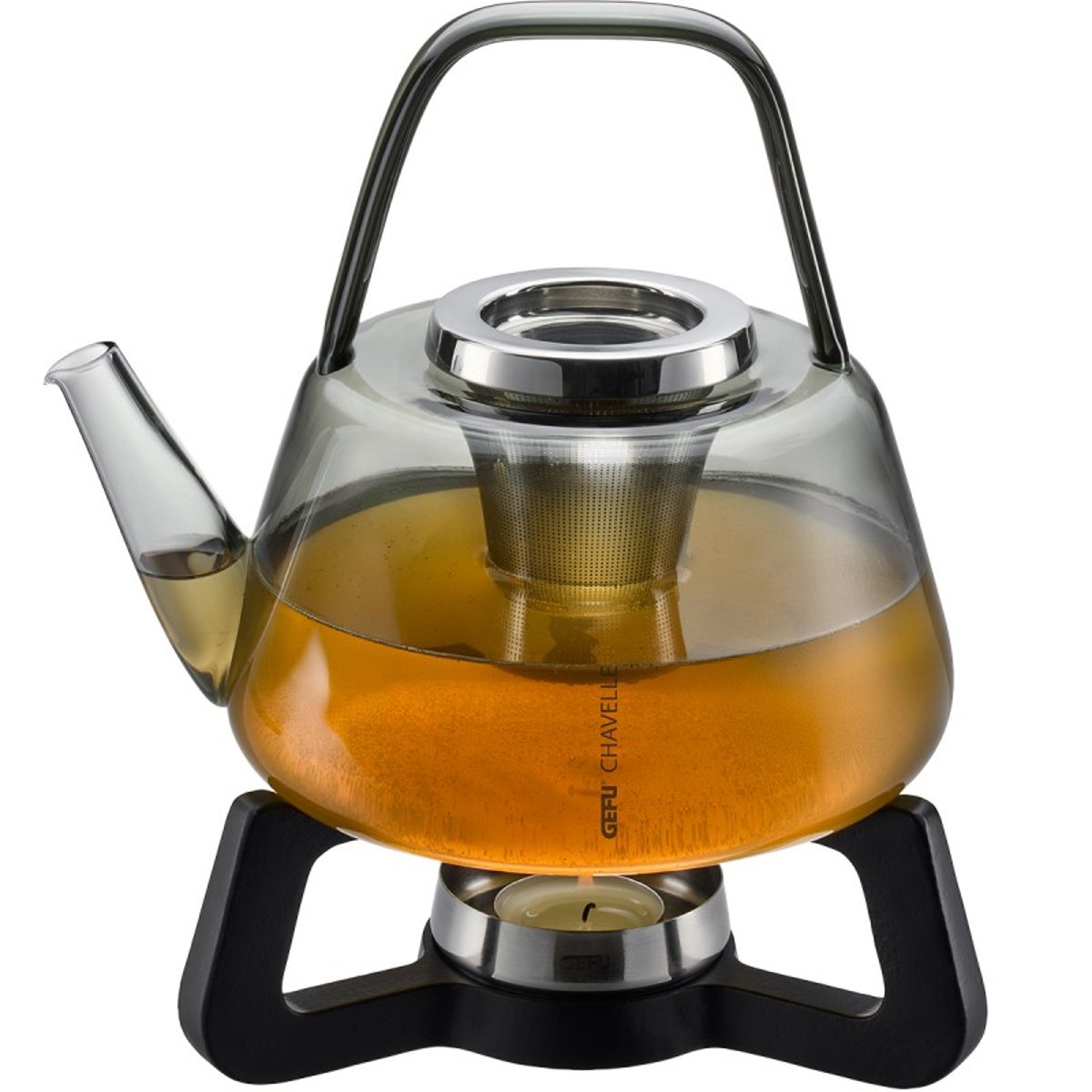 Théière, 1.200 ml avec réchaud chavelle argentgris, GEFU