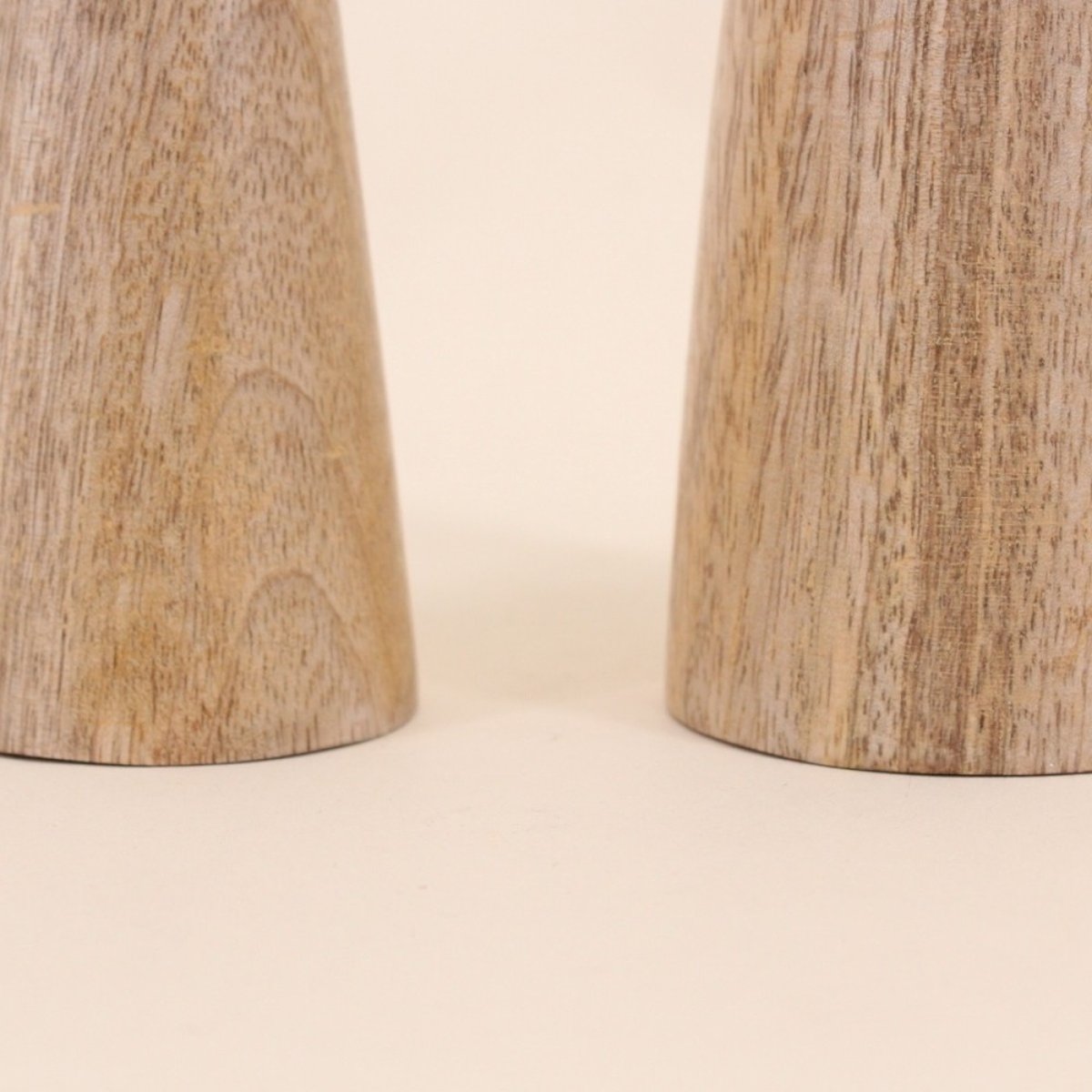 Lot de 2 bougeoirs en manguier 21, 26cm naturel, ORNAMI