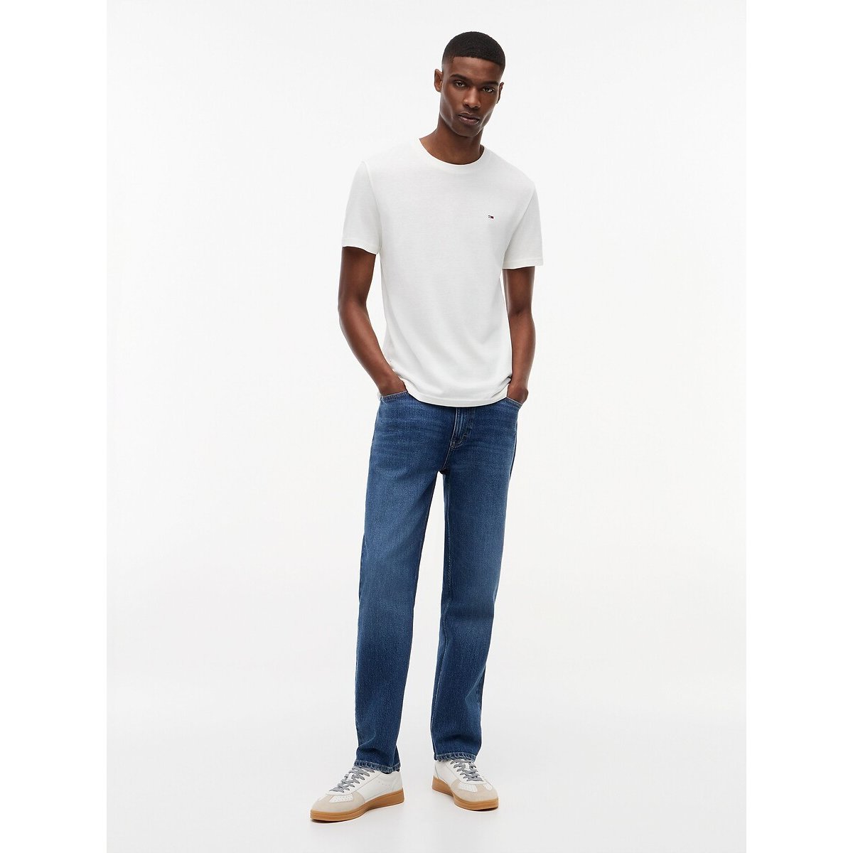 Pack of 2 Short Sleeve Slim Fit T-Shirts ecru + blue, TOMMY JEANS
