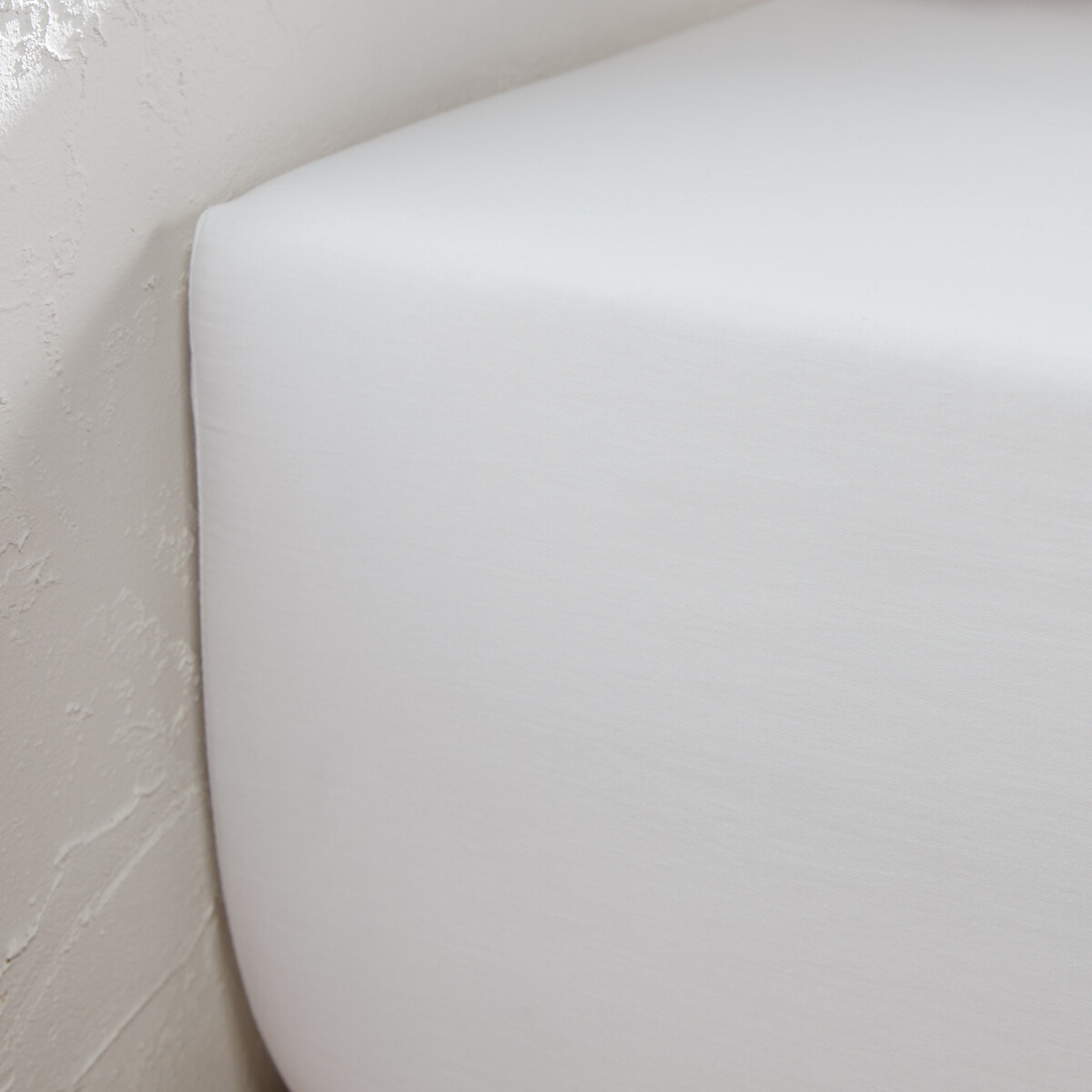 Drap-housse en satin de coton lavé, 118 fils, Victor uni blanc, LA REDOUTE INTERIEURS