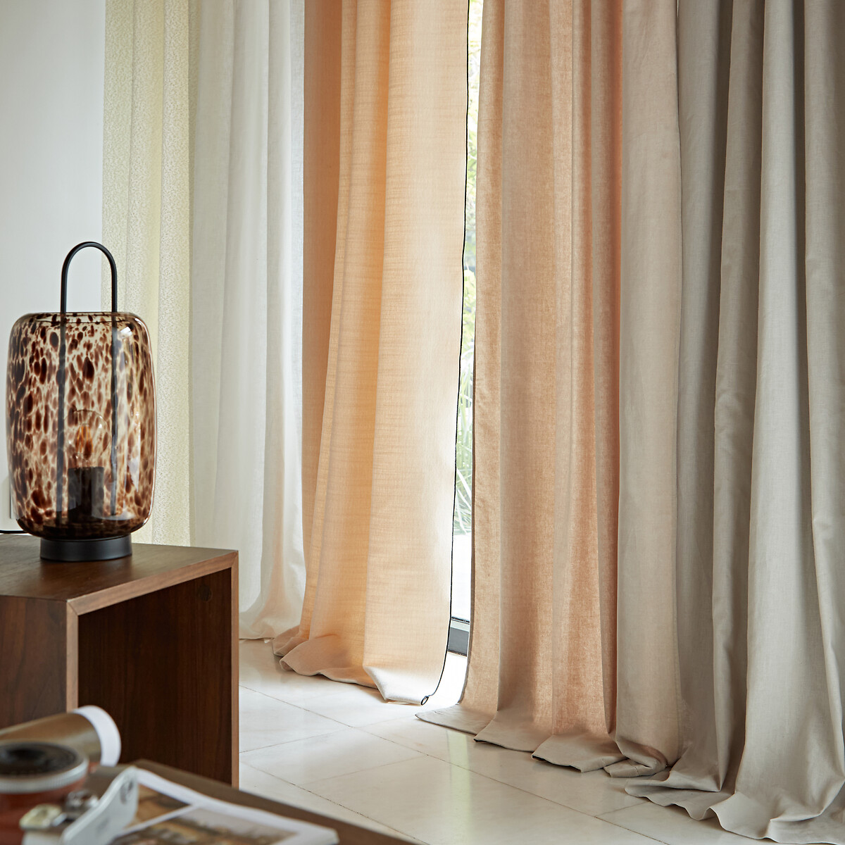 Figuera Chenille Effect Eyelet Curtain beige, LA REDOUTE INTERIEURS