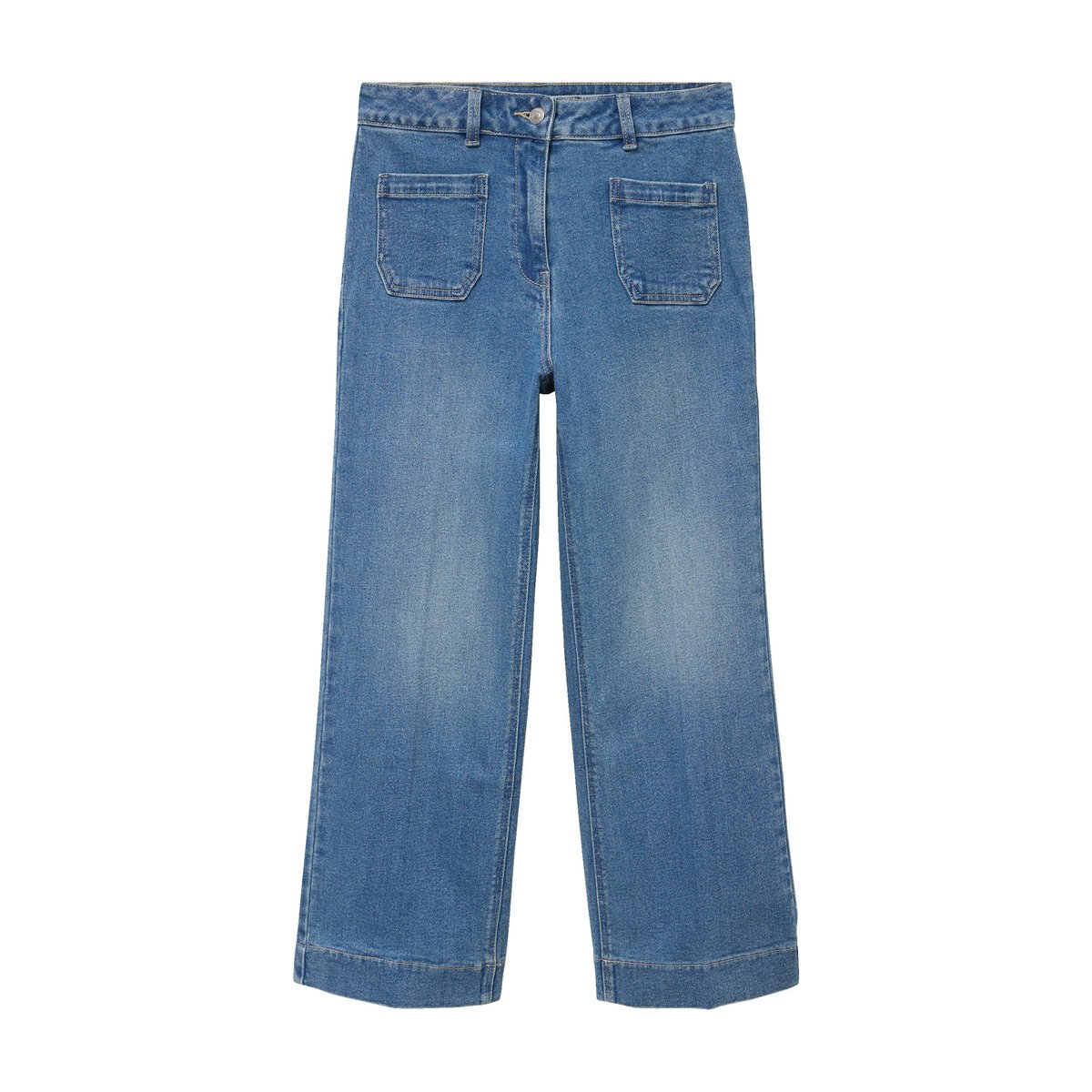 Jean wide leg cropped taille haute denim double stone, CACHE CACHE