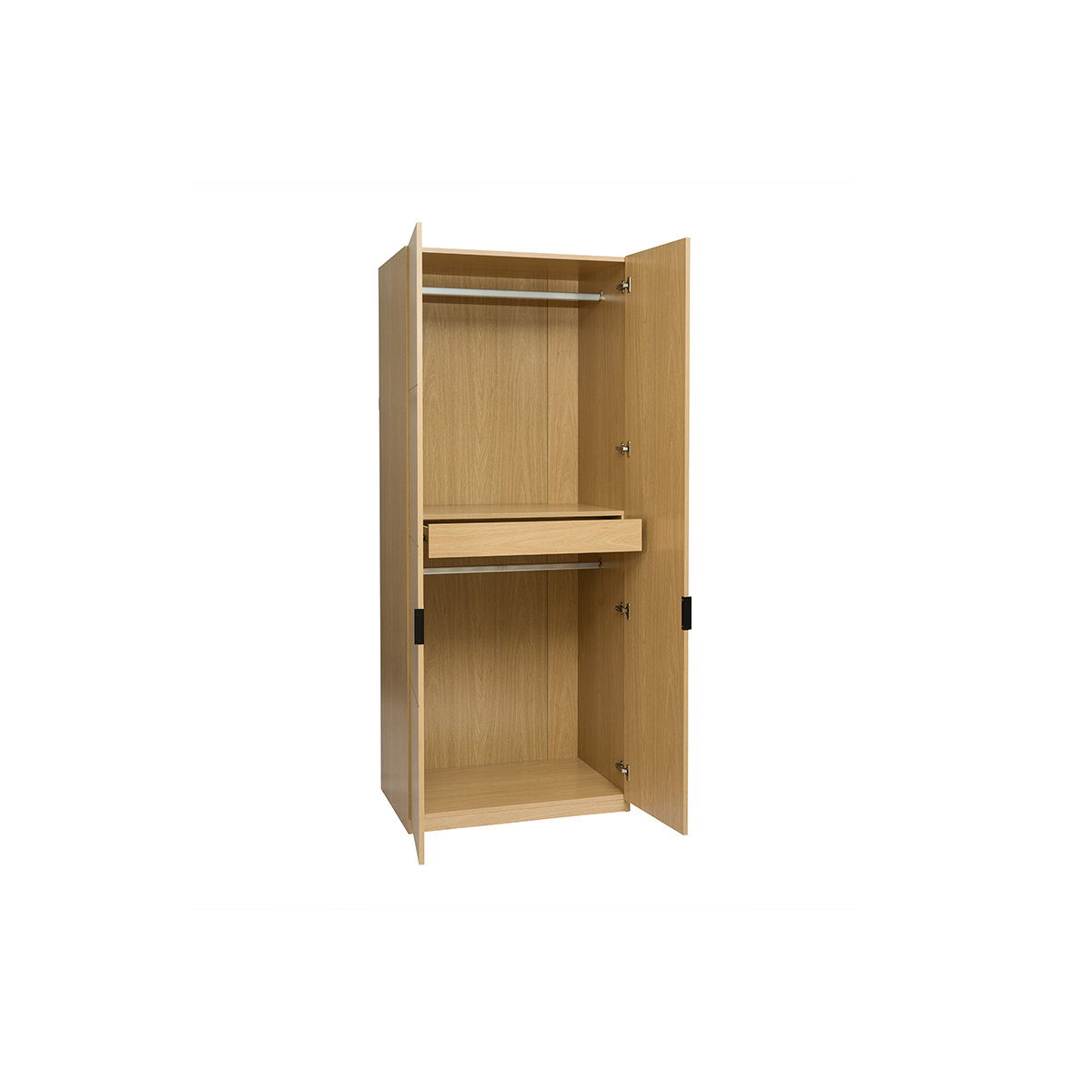 Armoire dressing avec 2 penderies finition bois chêne L90 cm GARENCE chêne clair, MILIBOO