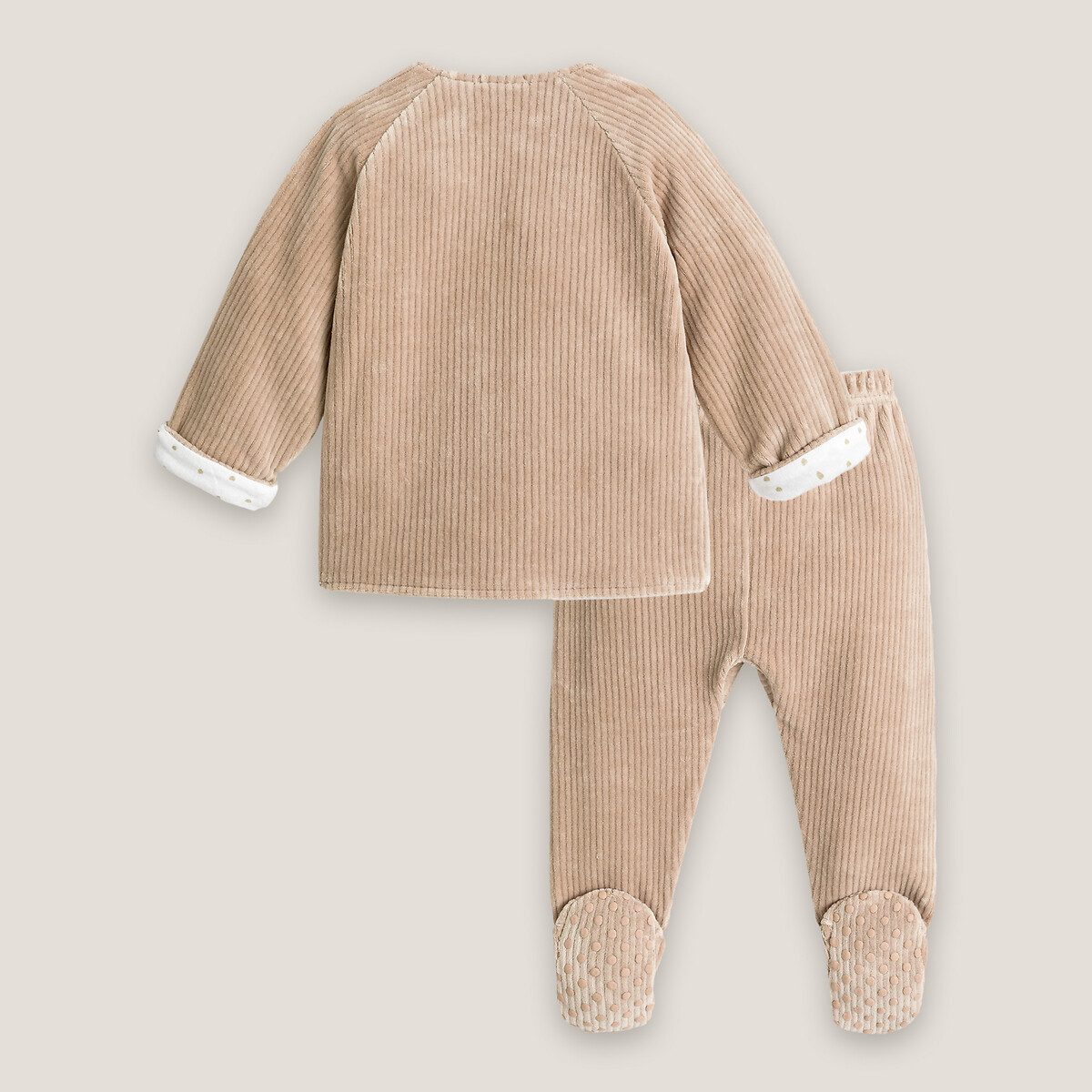 Ensemble 2 pièces en velours beige foncé, LA REDOUTE COLLECTIONS