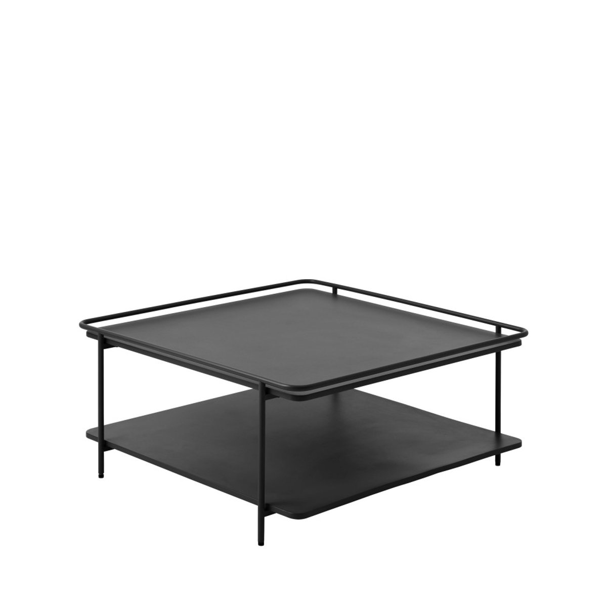 Table basse carrée 2 plateaux en métal 75x75cm- SARANDA noir, DRAWER