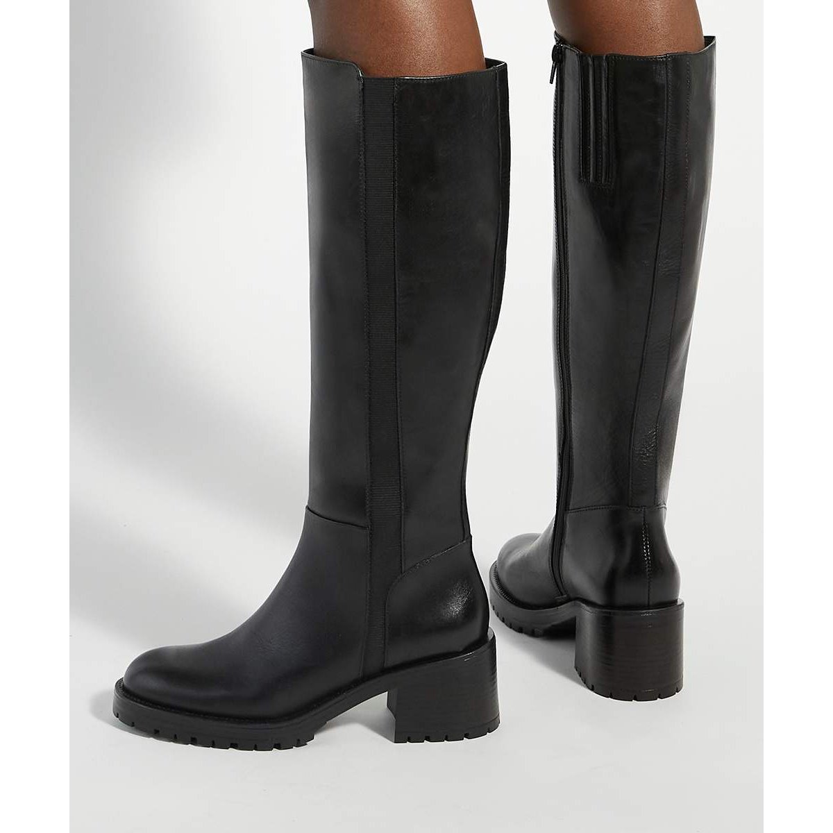 Bottes hauteur genou en cuir - TAISY black-leather, DUNE LONDON