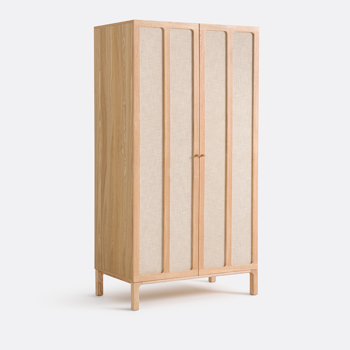 Armoire 2 portes, plaqué frêne et tissu lin, Esmara  teinté chêne /lin, LA REDOUTE INTERIEURS