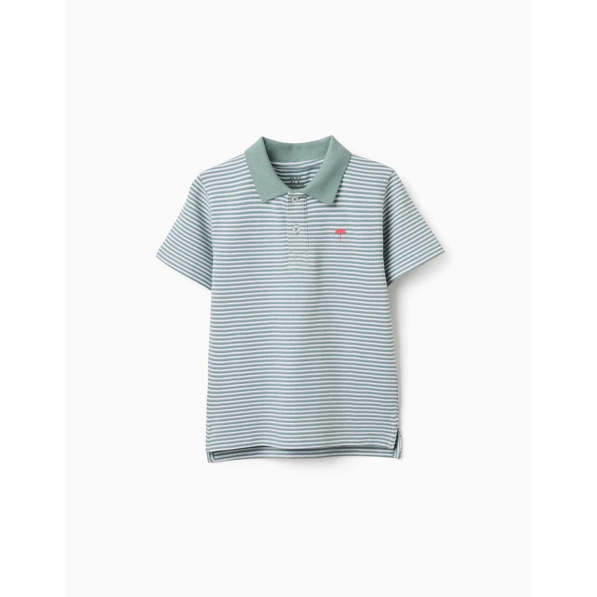 Polo en coton à rayures avec imprimé vert clair, ZIPPY