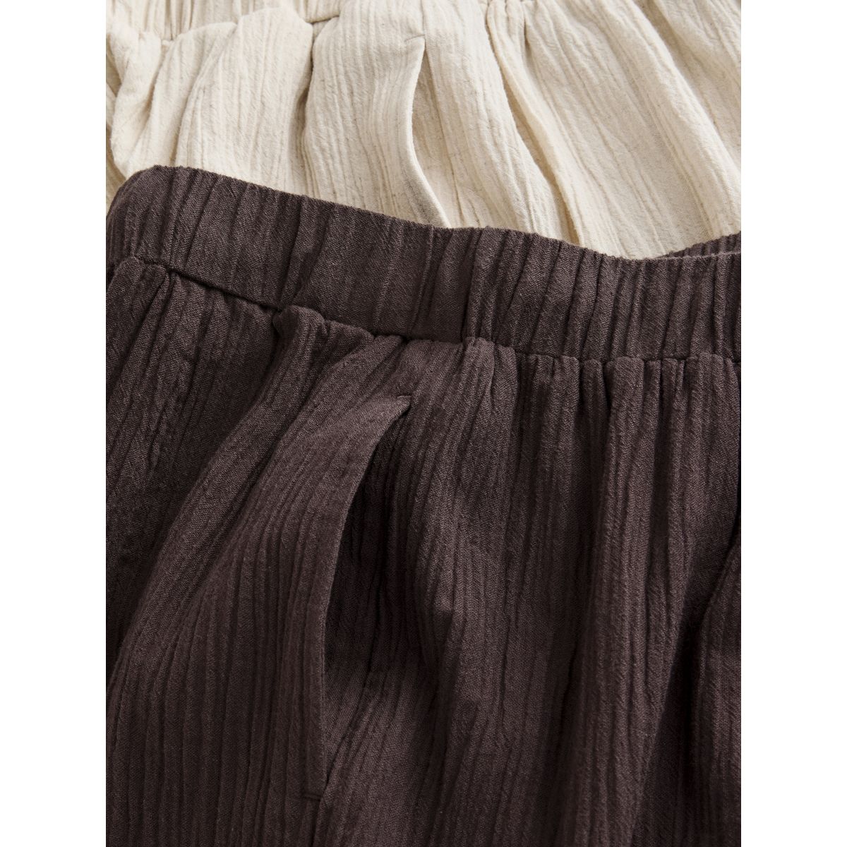 Pantalon bouffant en lin mélangé, lot de 2 brun chocolat/neutre, NEXT