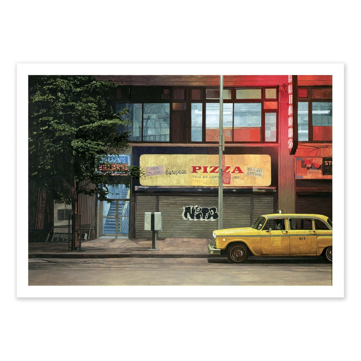 Affiche d'art - Nocturnal checker Cab, 1987 - Max Ferguson couleur unique, WALL EDITIONS