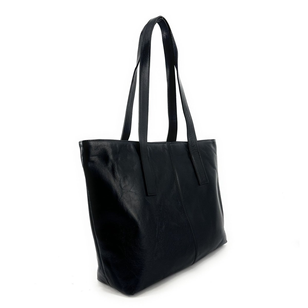 Grand cabas en cuir lisse TESS noir, OH MY BAG