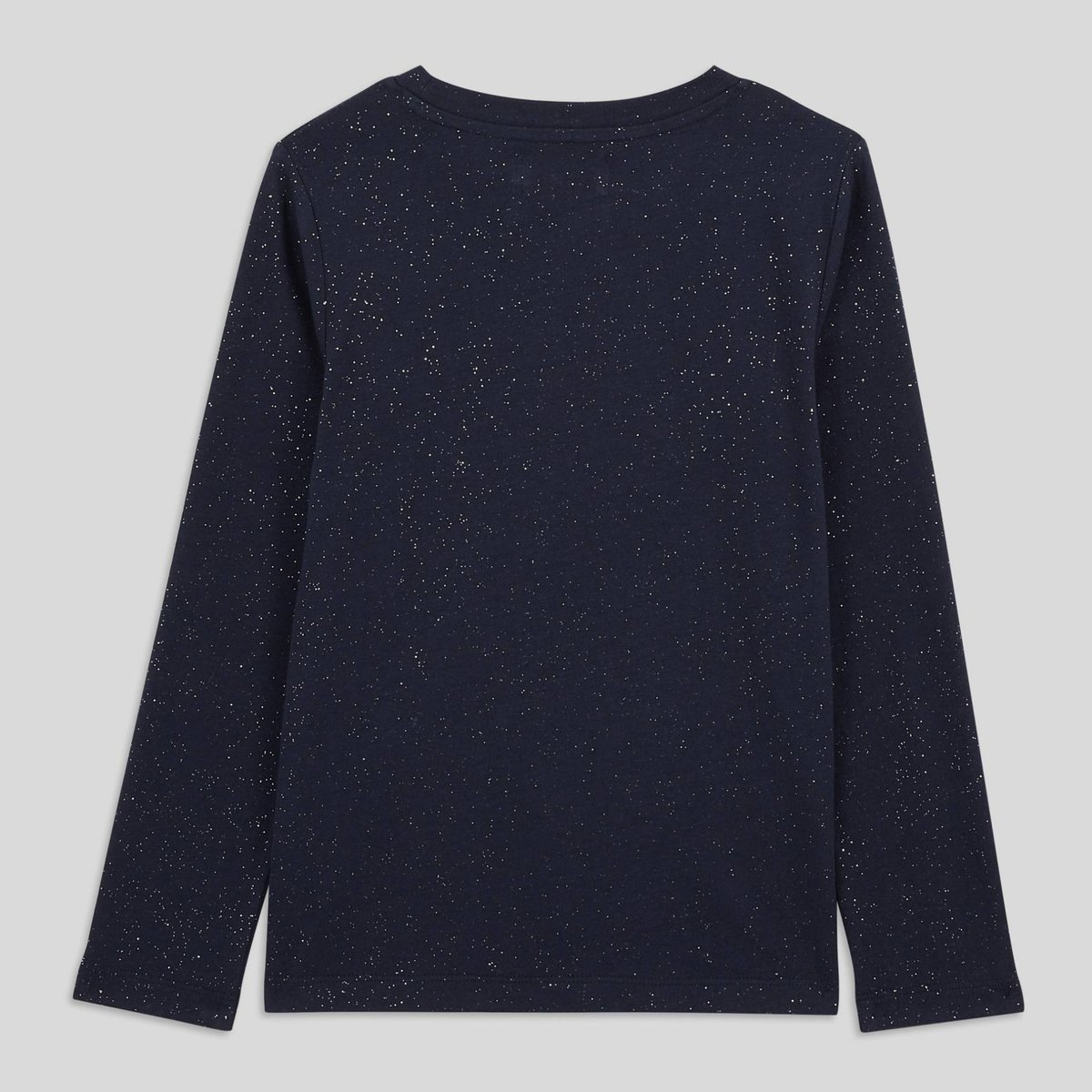T.shirt pailleté manches longues, Coton BIO marine, MONOPRIX KIDS