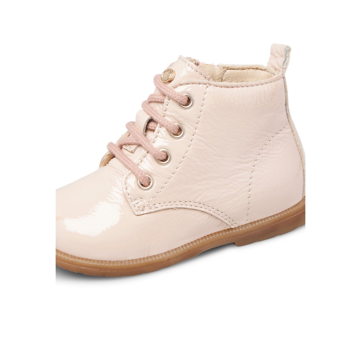 Bottines vernies à lacets et fermeture éclair ROBIN NEW rose poudré-, FALCOTTO