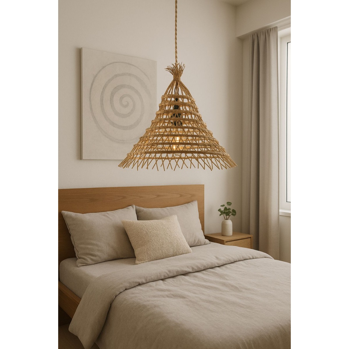 Suspension tressée en fibres de palmier, K1 beige, GERARD LAMY