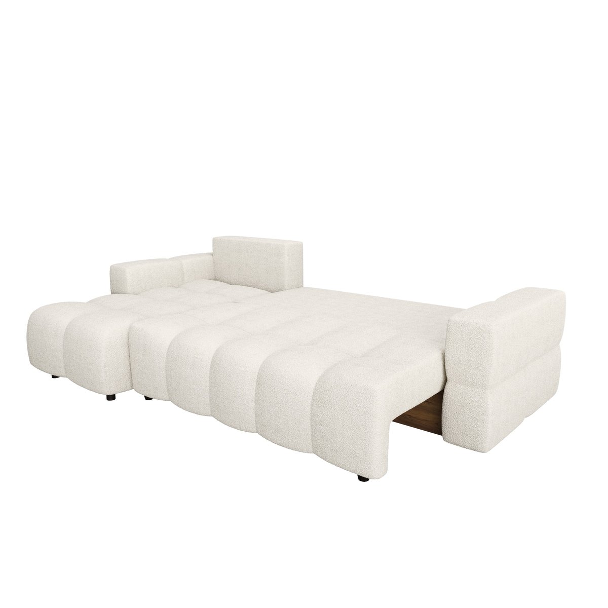 Canapé d'angle gauche convertible 5 places en tissu bouclette GABRIEL crème, SIA HOME