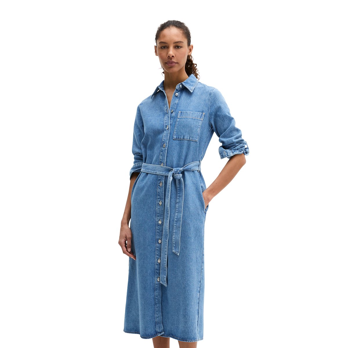 Robe en jean regular en mélange TENCEL™ Lyocell bleu moyen, MARC O'POLO