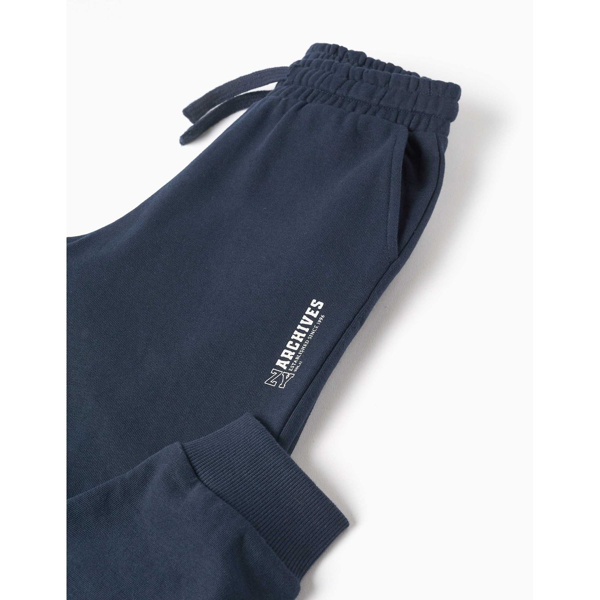 Pantalon de jogging ajusté en molleton avec poches et imprimé ZY bleu foncé, ZIPPY