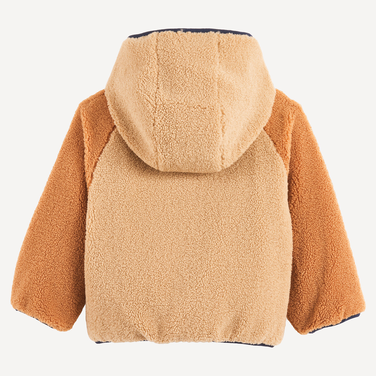 Sherpa hooded cardigan beige/navy blue, LA REDOUTE COLLECTIONS