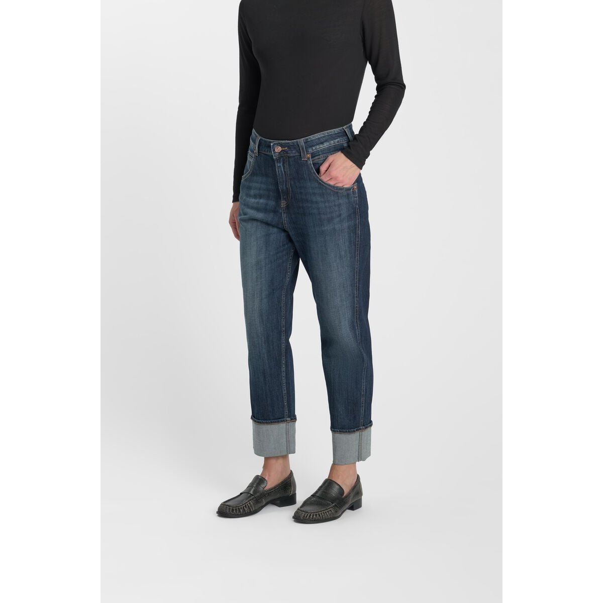 Jeans loose, large 400/60 girlfriend , 7/8ème blue, LE TEMPS DES CERISES