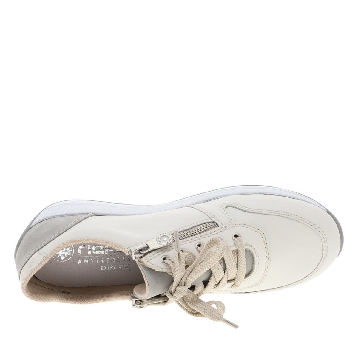 Sneakers taupe avec détails dorés et fermetures à glissières et à lacets beige, RIEKER
