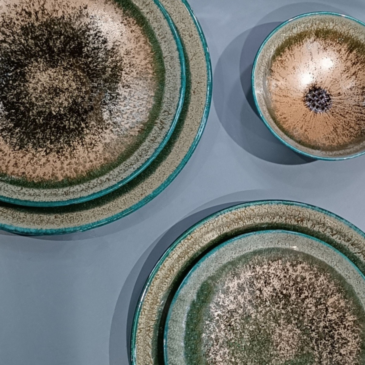 Assiette dessert 21 cm (lot de 6) - PALAZZO vert/bronze, MEDARD DE NOBLAT