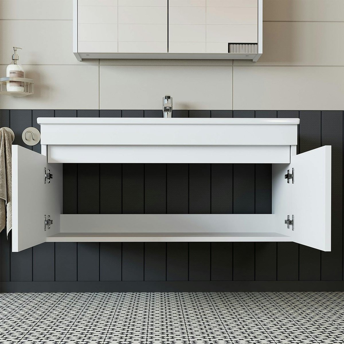 Meuble vasque 100 cm 2 portes AQUO blanc, PIER IMPORT