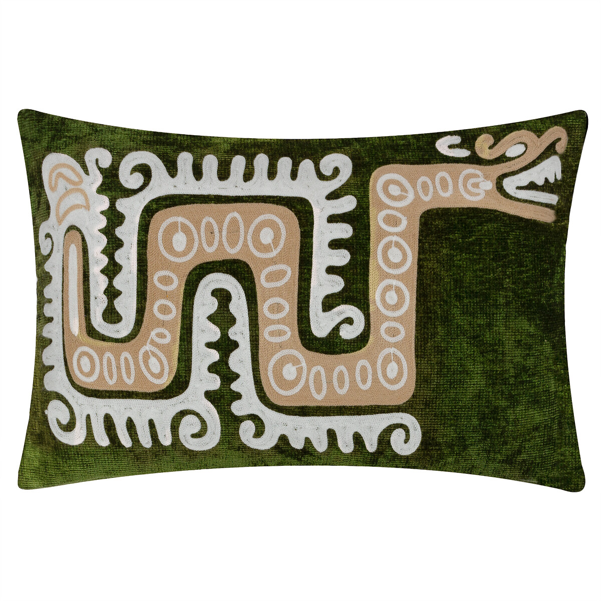 Dynasty Dragon Woven Chenille Filled Cushion dark green, WYLDER