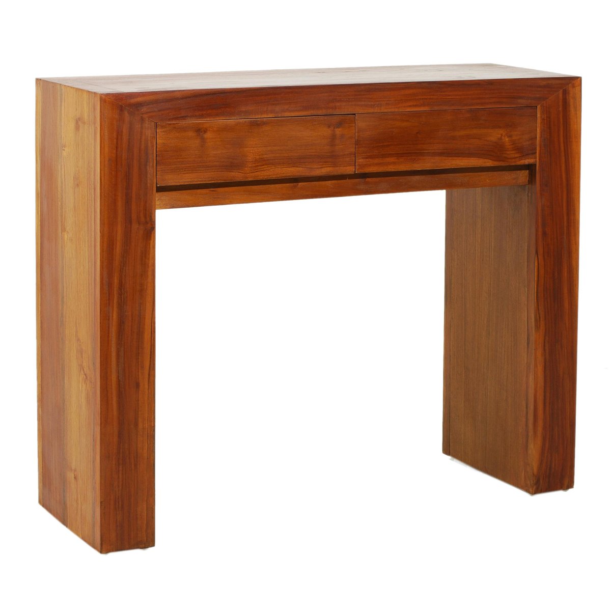 Console en bois de teck style contemporain 2 tiroirs 90cm BISHO bois naturel, PIER IMPORT