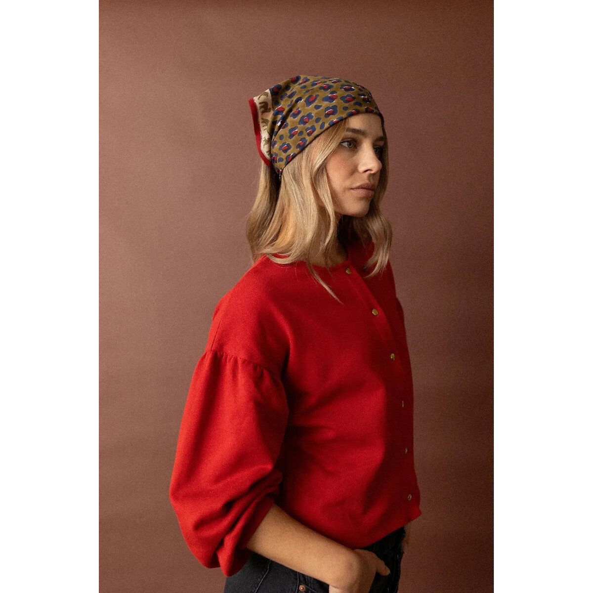 Petit foulard imprimé léopard, DUPITTA imprimé léopard/kaki, APACHES COLLECTIONS