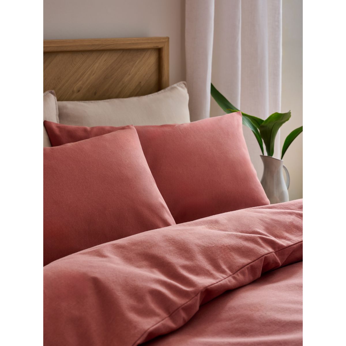 Housse de couette et taie d'oreiller brossées rose foncé, NEXT