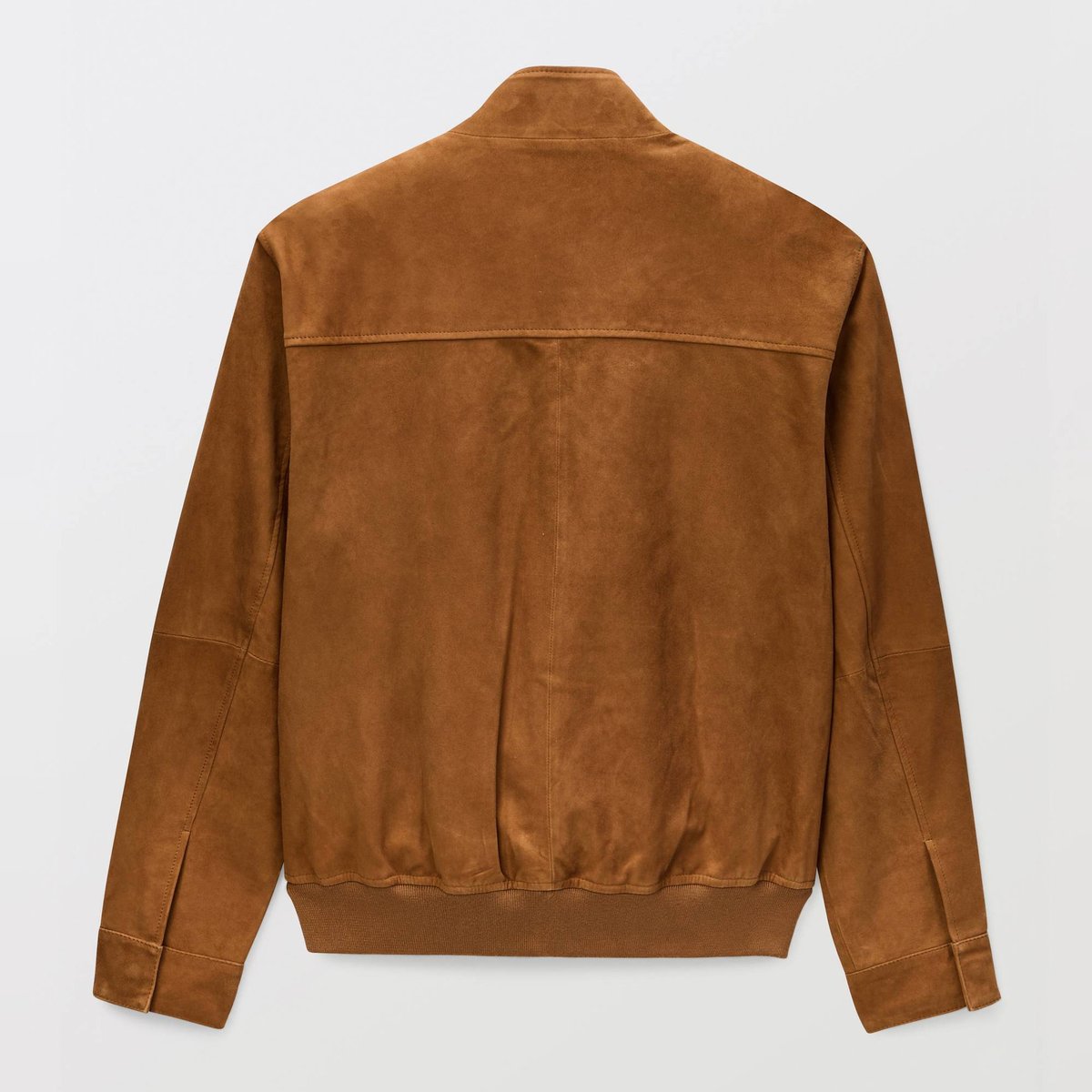 Veste en cuir col montant ocre, MONOPRIX