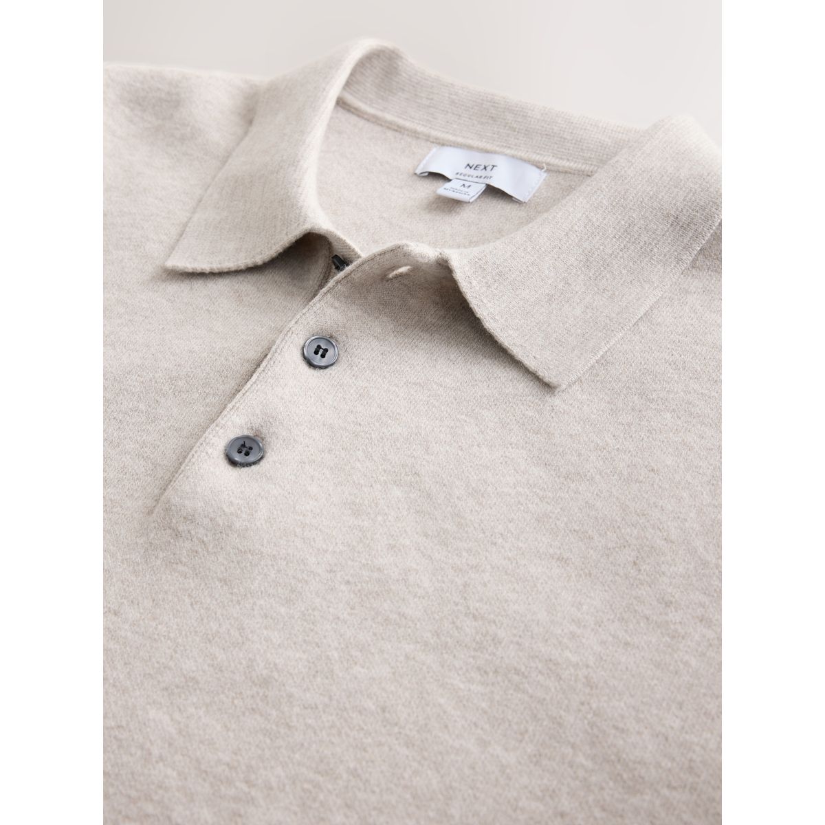 Polo maille en laine ultra-douce oatmeal, NEXT