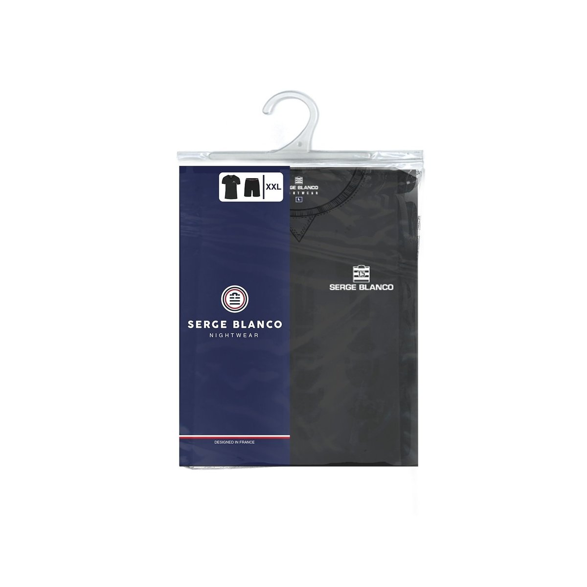 Ensemble Pyjama coton court bleu/gris, SERGE BLANCO