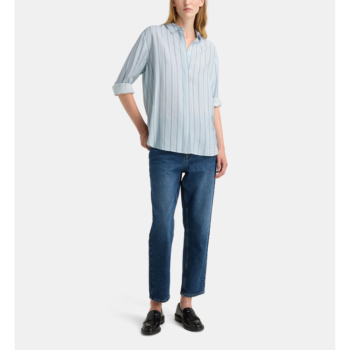 Chemise droite fluide alma rayado bleu ciel, GALERIES LAFAYETTE