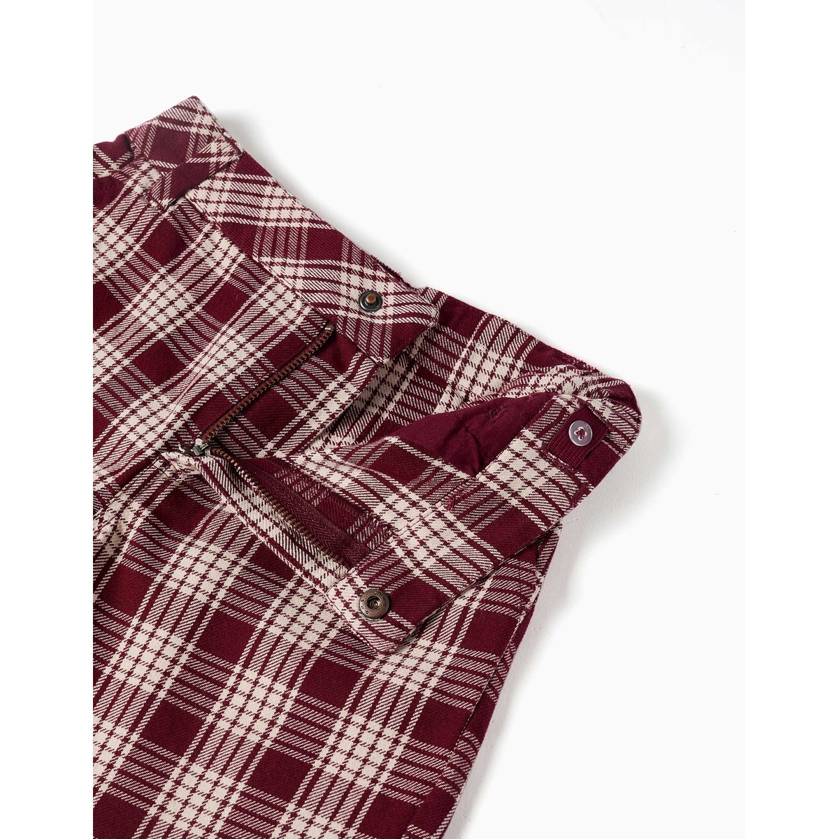 Short chino en coton à carreaux You&Me rouge foncé, ZIPPY