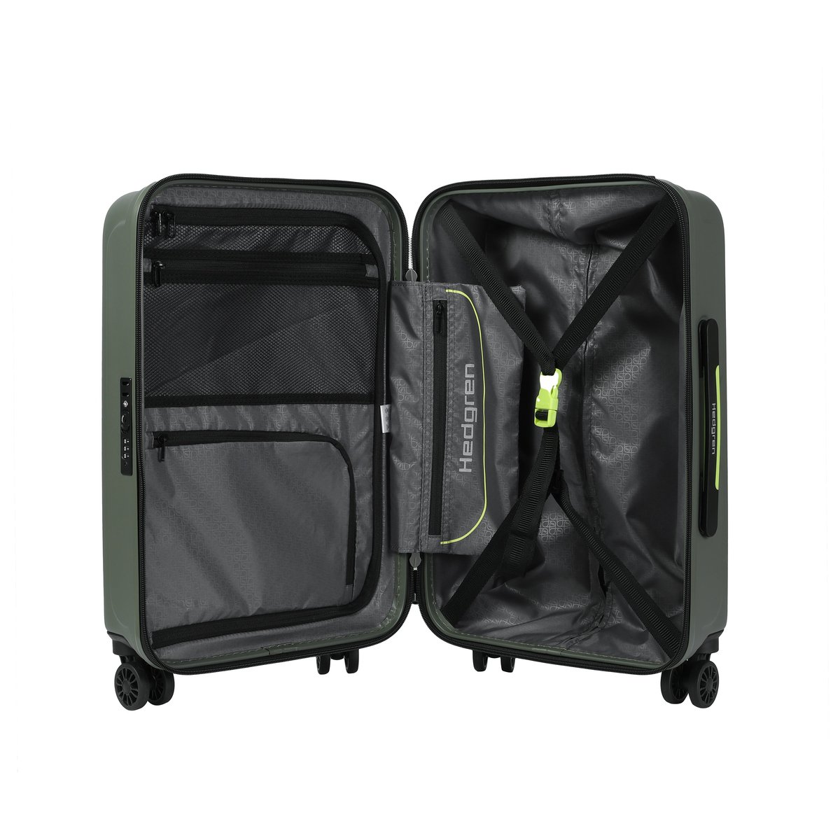 Valise cabine rigide 4 roues sécurisée olive, HEDGREN