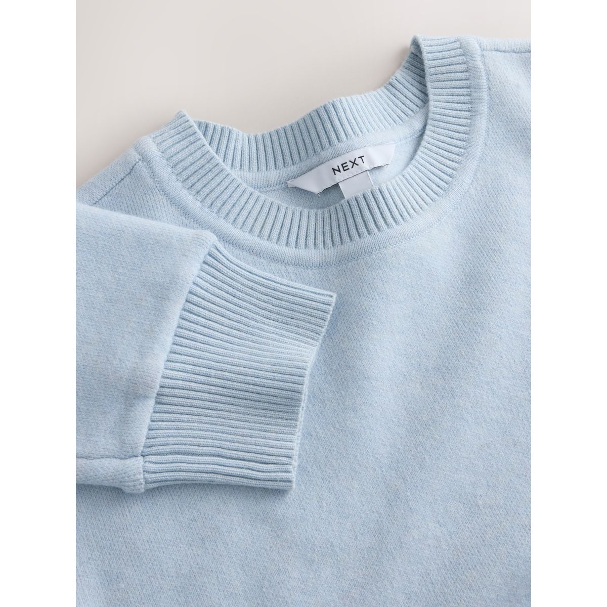 Pull ras du cou aspect maille bleu, NEXT