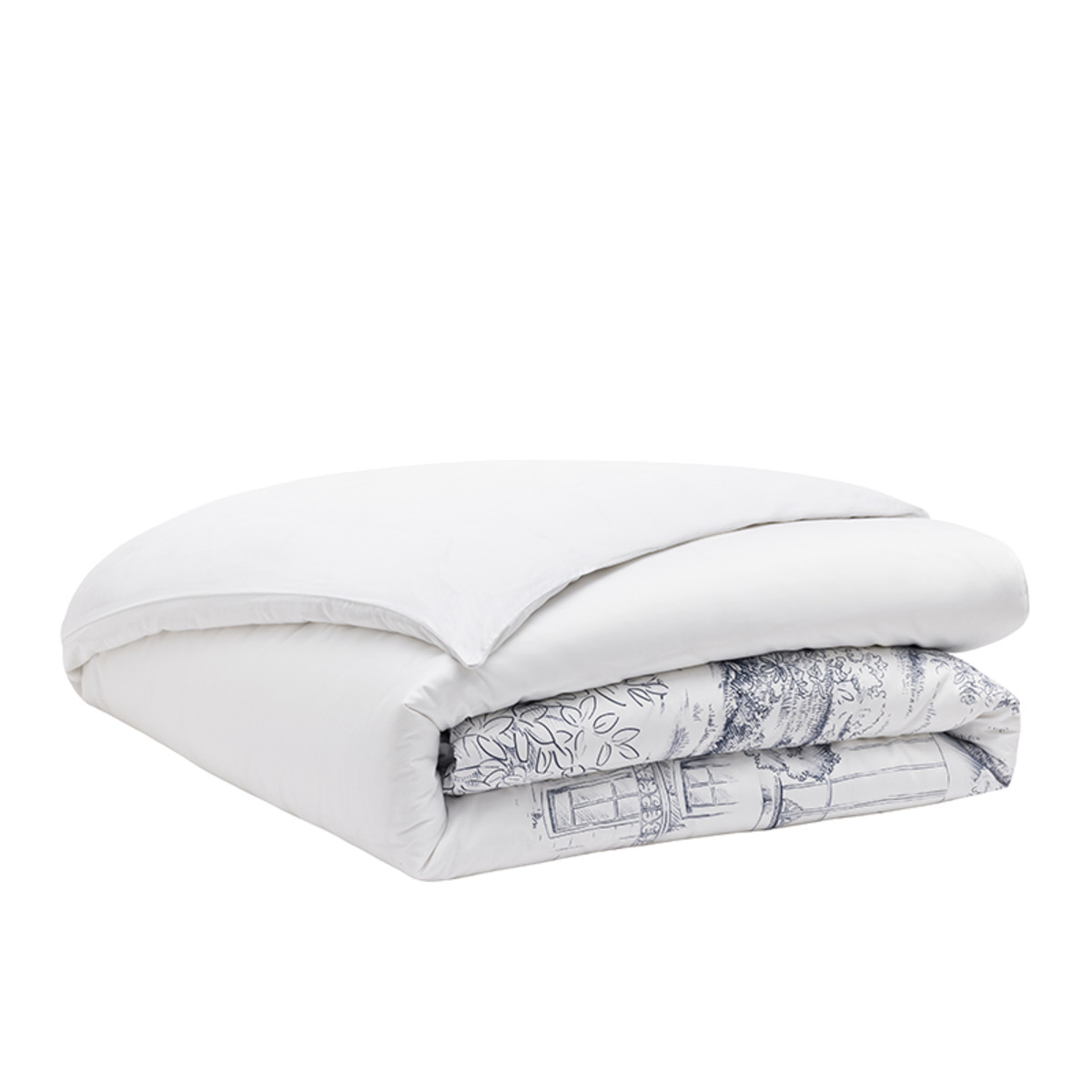 Housse de couette imprimée en satin de coton bio, HONORE PARIS bleu, ALEXANDRE TURPAULT