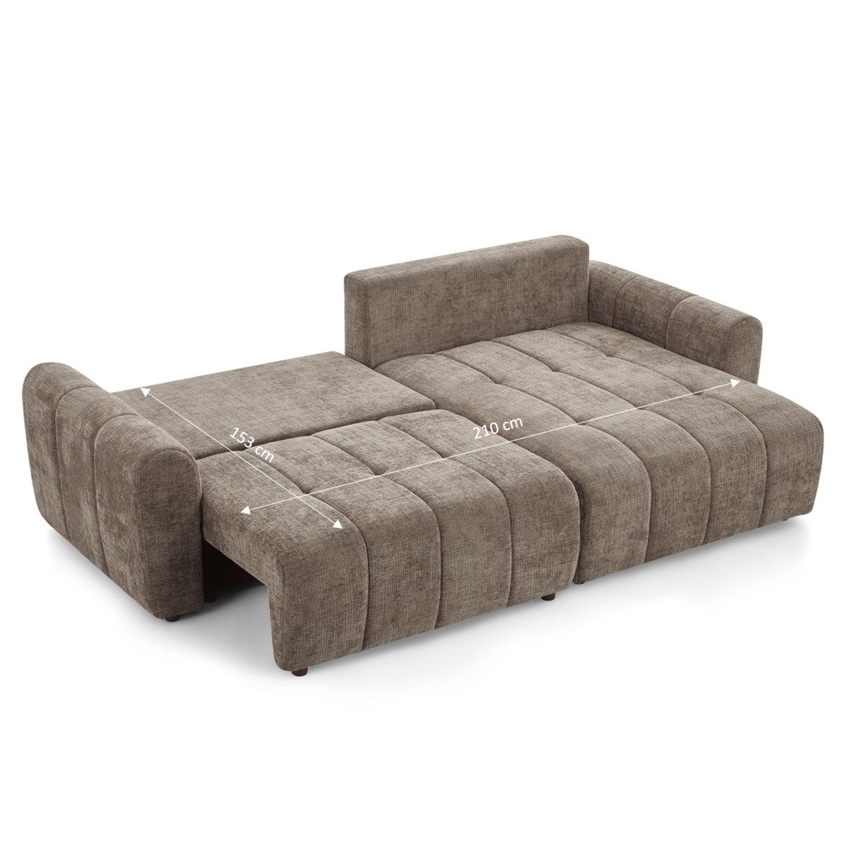 Canapé angle convertible 4 places tissu JONEA marron, BAÏTA