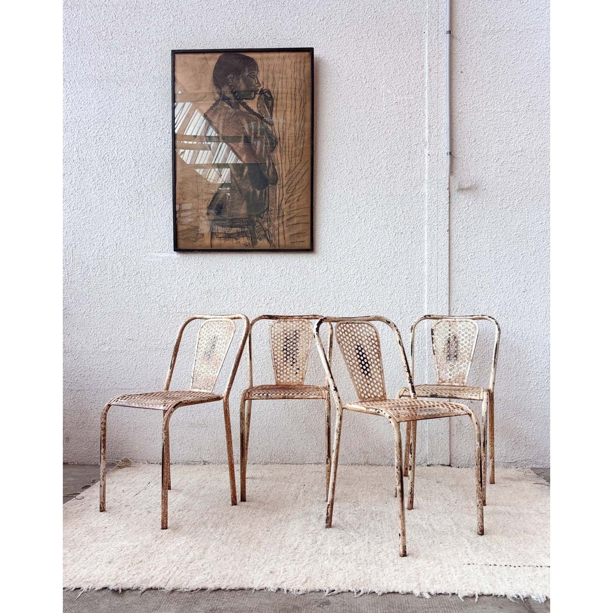 Lot de 4 chaises en métal Alma N°677 - Bon état gris, DEBONGOUT